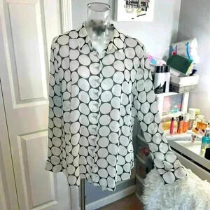 Lane Bryant blouse black and white sheer size 14